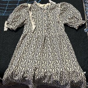 Zara Kids Black and Tan Patterned Dress